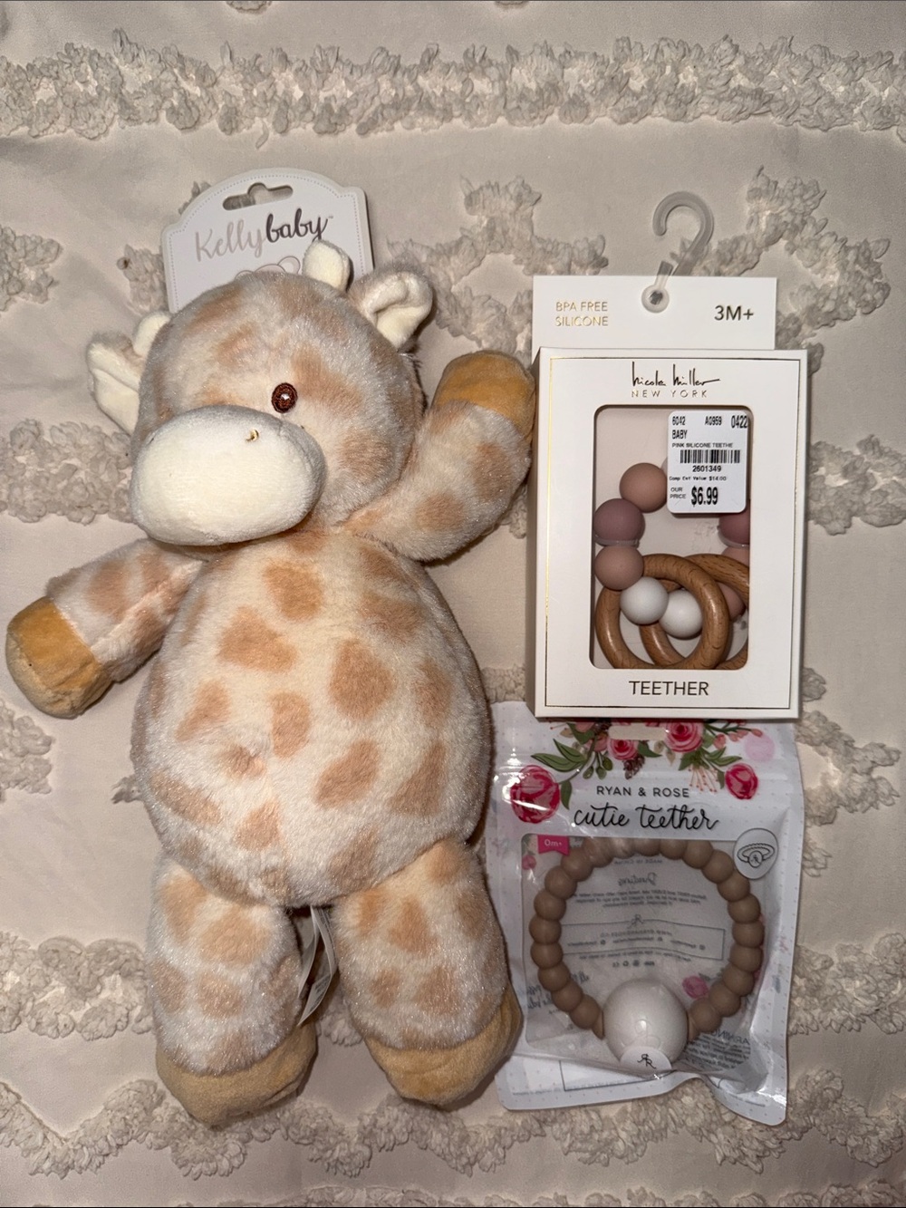 Plush Giraffe with Beige Teether Set